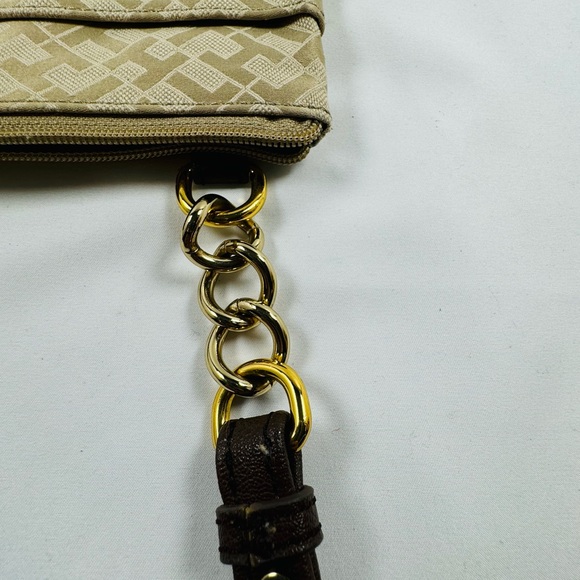 Tommy Hilfiger Light Tan Crossbody Logo Pattern Bag / Purse Small/Medium - Picture 7 of 11